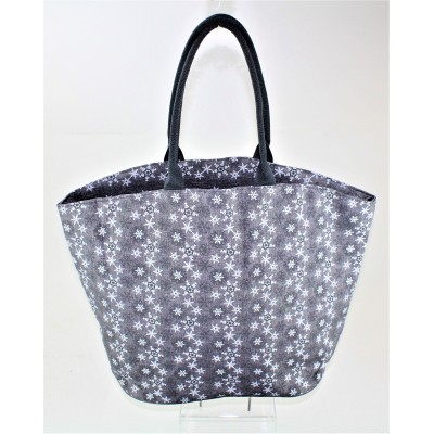 9224 - GREY AND WHITE SNOW FLAKES CANVAS TOTE